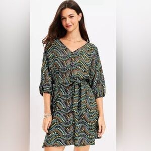 NWT LOFT Garden Hippie Floral Button Dolman Pocket Belted Boho Mini Dress Sz S